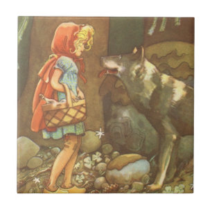 Little Red Riding Huva, Vintage Fairy Tale Kakelplatta
