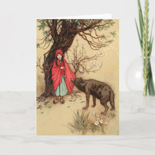 Little Red Riding Huva Vintage Fairy Tale Kort