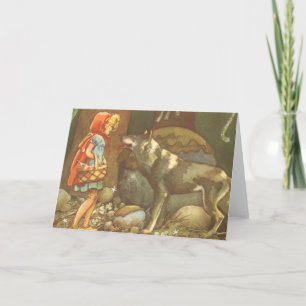 Little Red Riding Huva, Vintage Fairy Tale Kort