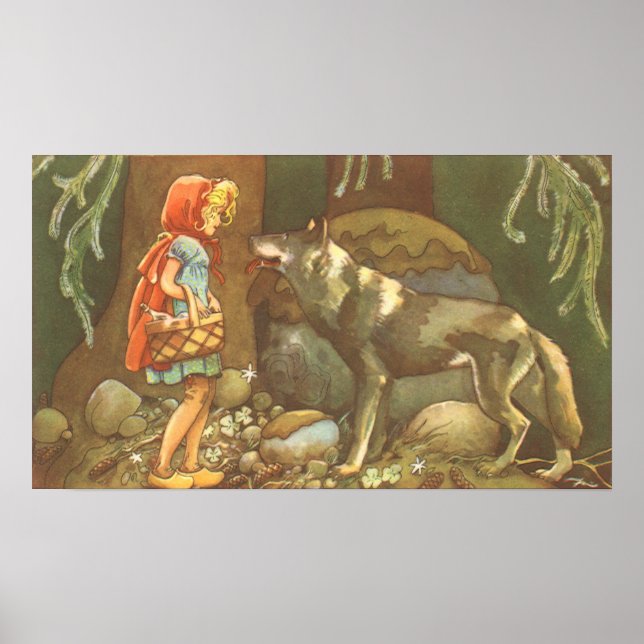 Little Red Riding Huva, Vintage Fairy Tale Poster (Framsidan)