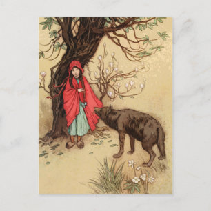 Little Red Riding Huva Vintage Fairy Tale Vykort