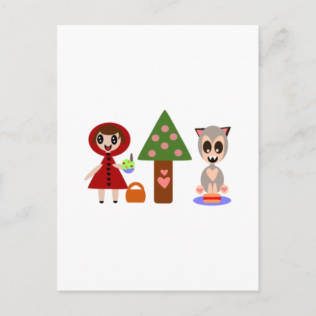 Little Red Riding Huvas Picnic Vykort (Framsida)