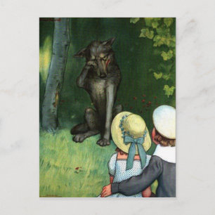 Little Red Riding Huvas vykort för Varg