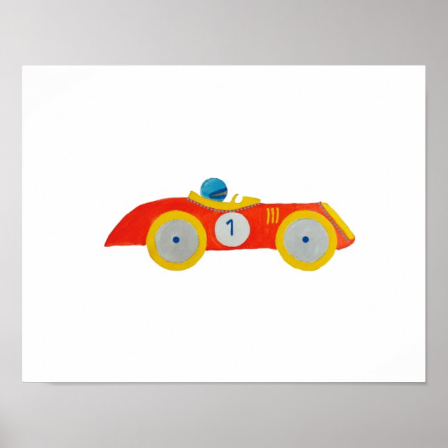 Little Red Roadster Tävla Car Child 1st Bird Day Poster (Framsidan)