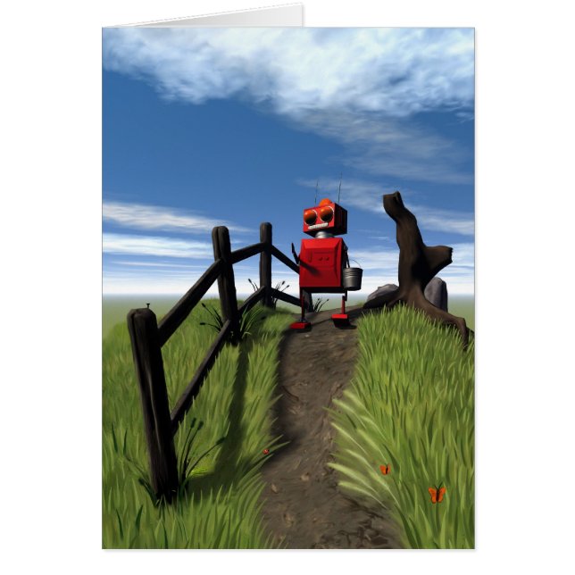 Little Red Robot Card Hälsningskort (Framsidan)