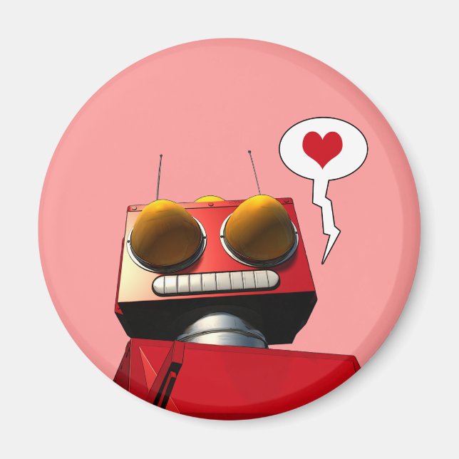Little Red Robot Kärlek Magnet (Framsidan)