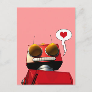 Little Red Robot Kärlek vycard Vykort