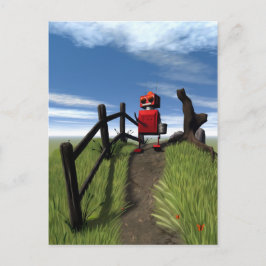 Little Red Robot Postcard Vykort