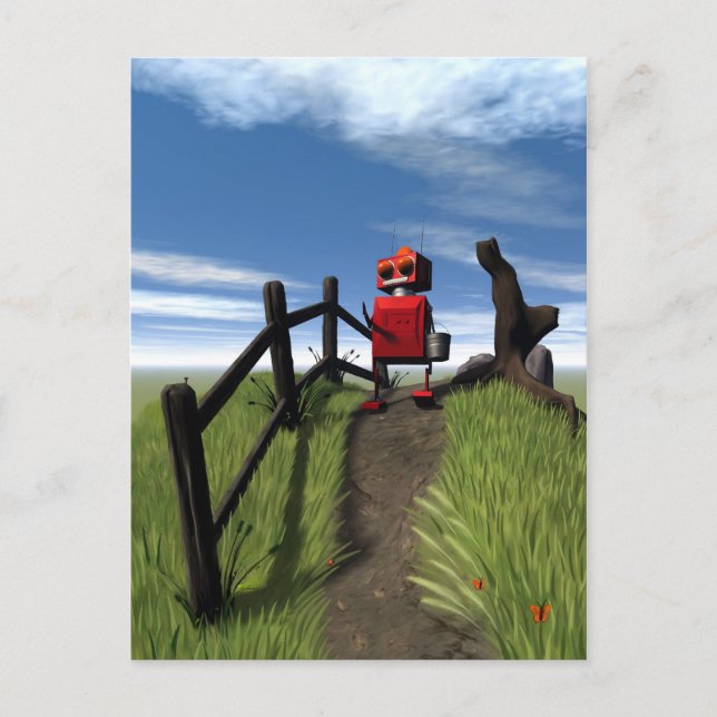 Little Red Robot Postcard Vykort (Framsida)