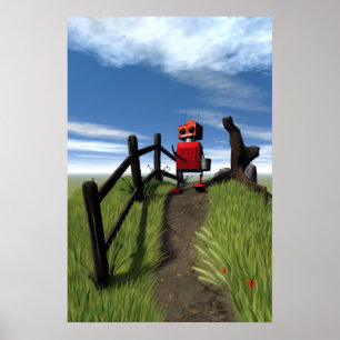 Little Red Robot Skriv ut Poster