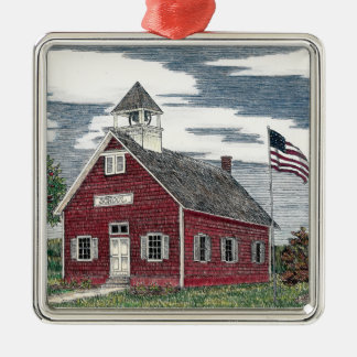 Little Red Schoolhouse Premium Square Ornament