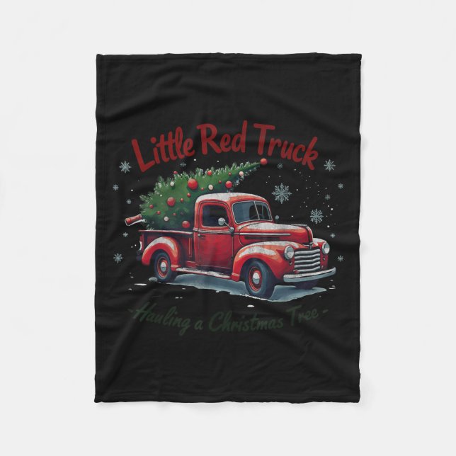 Little Red Truck Hauling A Christmas Tree Family M Fleecefilt (Framsidan)