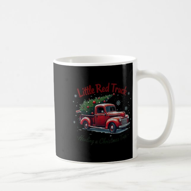 Little Red Truck Hauling A Christmas Tree Family M Kaffemugg (Höger)