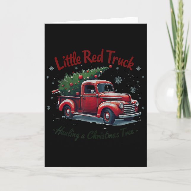 Little Red Truck Hauling A Christmas Tree Family M Kort (Framsida)