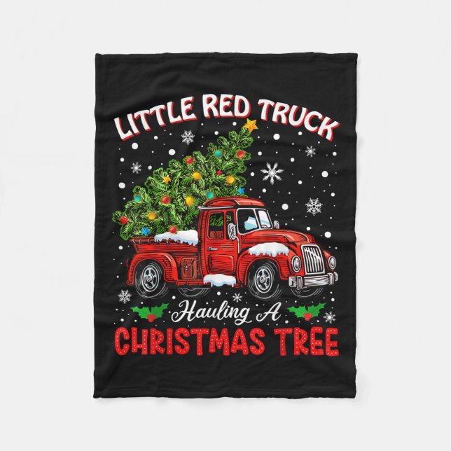 Little Red Truck Hauling A Christmas Tree  Fleecefilt (Framsidan)