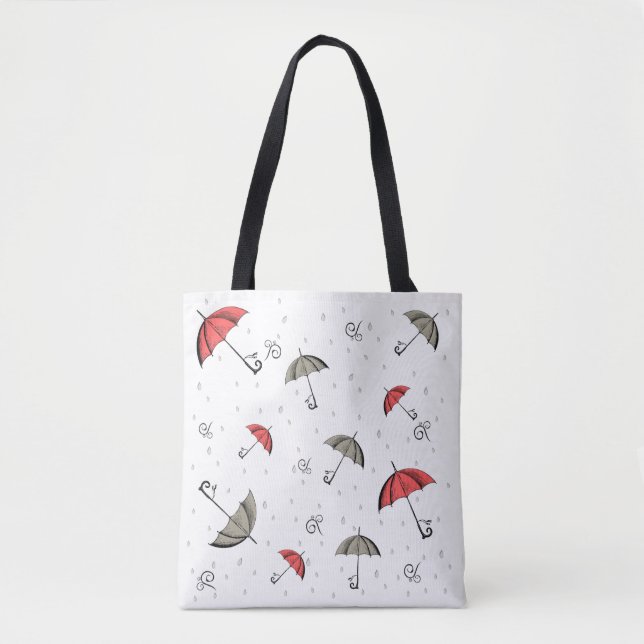 Little Red Umbrella Tote Bag Tygkasse (Framsida)