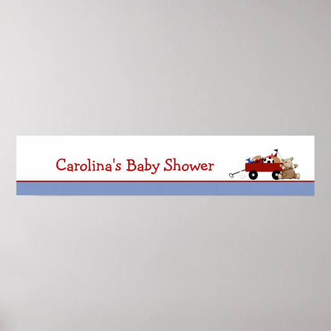 Little Red Wagon Baby Shower Banner Poster (Framsidan)