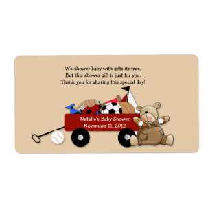 Little Red Wagon Nalle Label Sticker - Large Fraktsedel
