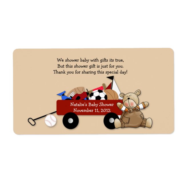 Little Red Wagon Nalle Label Sticker - Large Fraktsedel (Framsidan)