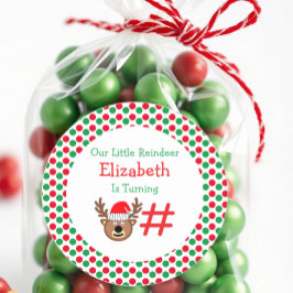 Little Reindeer Barns födelsedag Runt Klistermärke