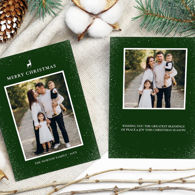 Little Reindeer Simple Snöflingor Anpassningsbar 2 Julkort (Skapare uppladdad)