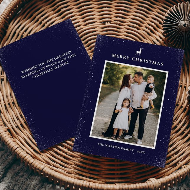 Little Reindeer Simple Snöflingor Anpassningsbar P Julkort (Skapare uppladdad)