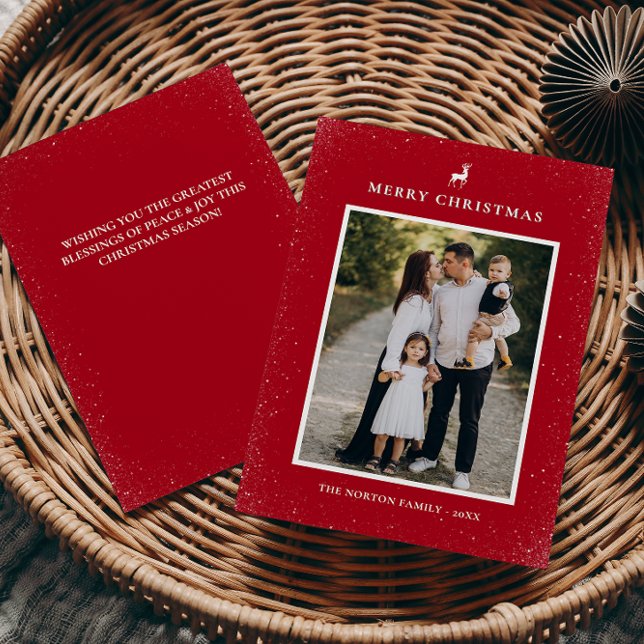 Little Reindeer Simple Snöflingor Anpassningsbar P Julkort (Skapare uppladdad)