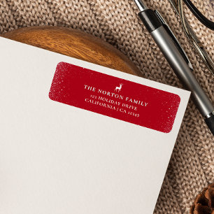 Little Reindeer Simple Snöflingor red God jul Returadress Etikett