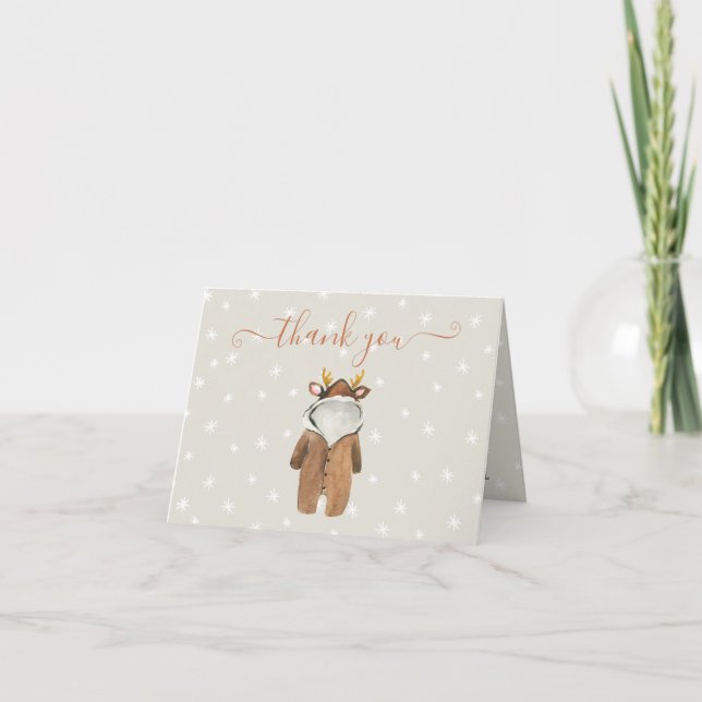 Little ReindeGod Jul Winter Baby Shower Tack Kort (Framsida)
