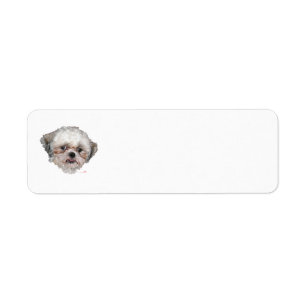 Little Rescued Shih Tzu Head Study Returadress Etikett