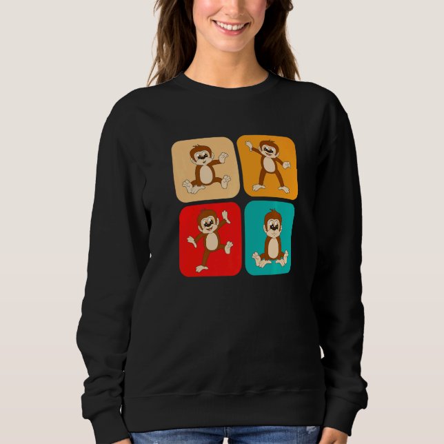 Little Retro Monkey I Kids I Småbarn Monkey T Shirt (Framsida)
