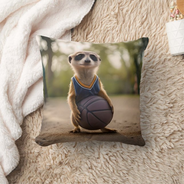 Little Ring Star: Baby Meerkat Holding Basketball Kudde (Filt)