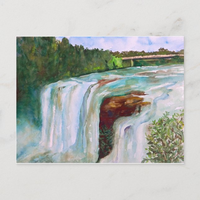 Little River Falls Hand-Payed Watercolor Vykort (Framsida)