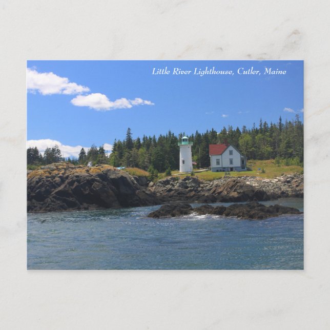 Little River Lighthouse, Cutler Maine Vykort (Framsida)