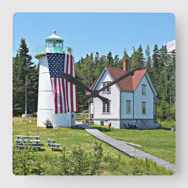 Little River Lighthouse, Maine Clock Fyrkantig Klocka (Framsida)