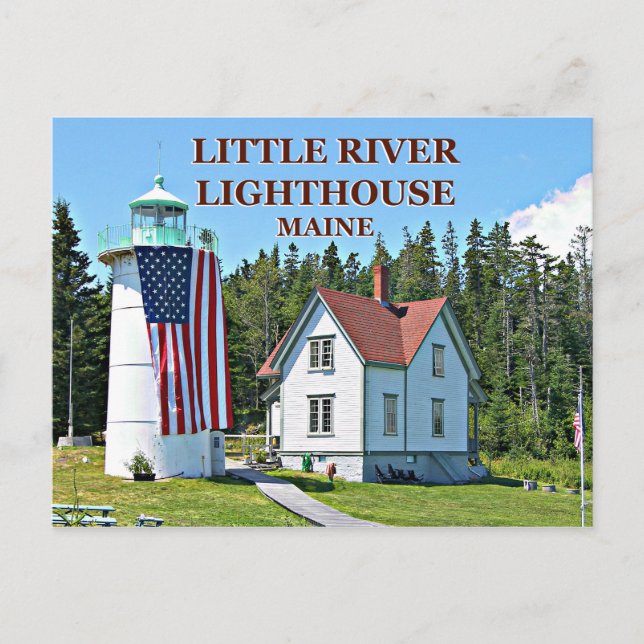 Little River Lighthouse, Maine Postcard Vykort (Framsida)