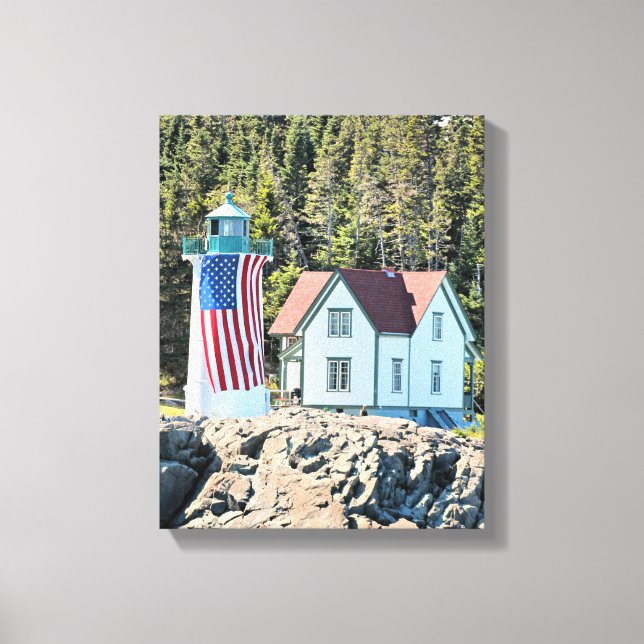 Little River Lighthouse, Maine Wrapped Canvas (Framsida)