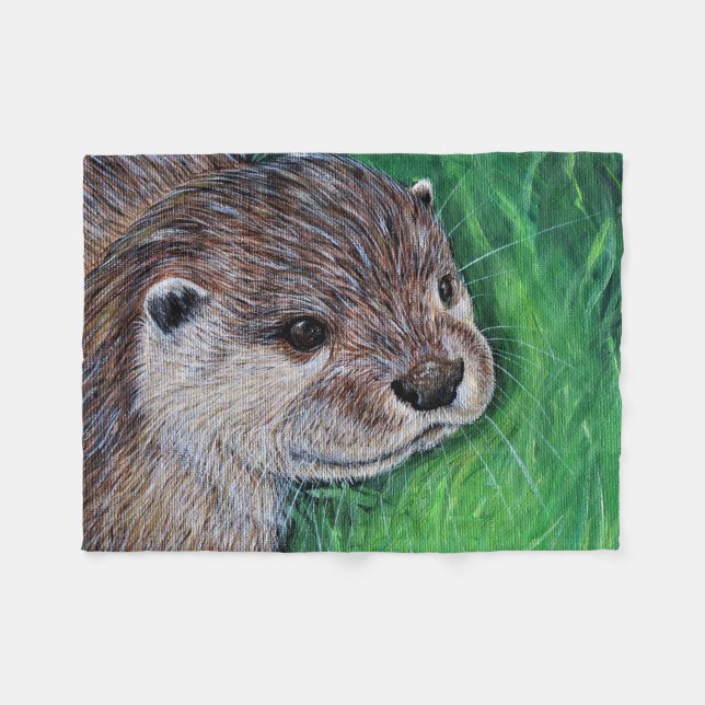 Little River Otter Painting Fleecefilt (Framsidan (Horisontell))