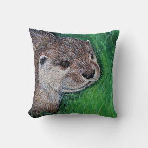Little River Otter Painting Kudde