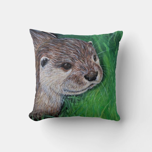 Little River Otter Painting Kudde (Framsida)