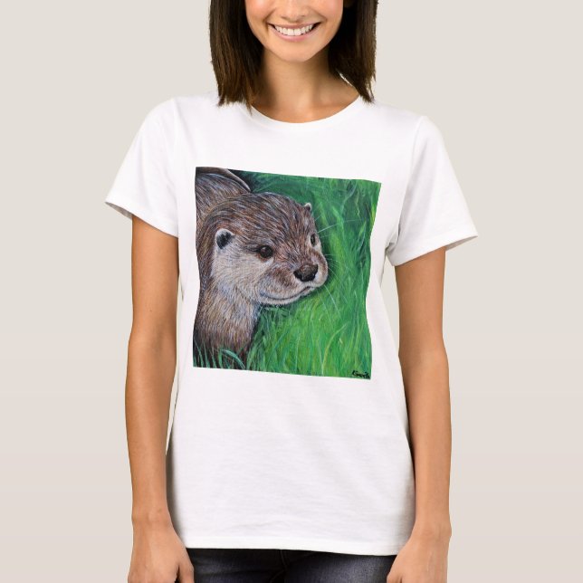 Little River Otter Painting T Shirt (Framsida)