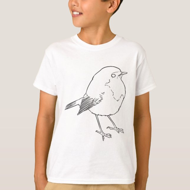 Little robin bird lineart t shirt (Framsida)