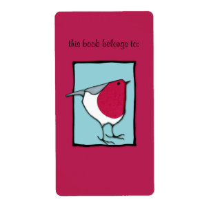 Little Robin Blue Bookplate-etikett Fraktsedel