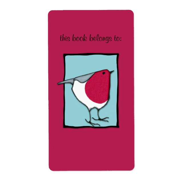 Little Robin Blue Bookplate-etikett Fraktsedel (Framsidan)