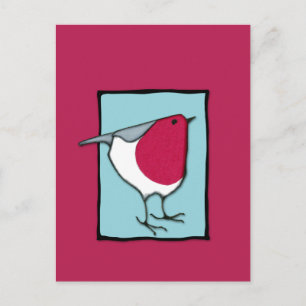 Little Robin Blue Postcard Vykort