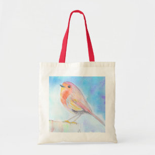 Little Robin Watercolor Painting Tygkasse