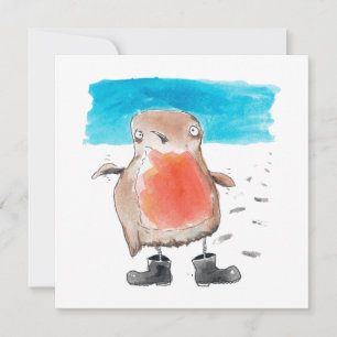 Little Robin Wearing Wellies Julkort