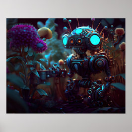 Little Robot i Garden Poster