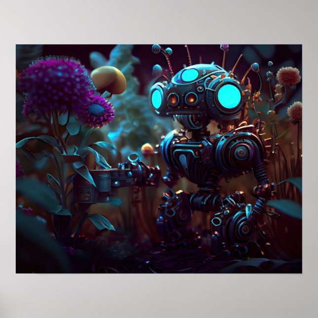 Little Robot i Garden Poster (Framsidan)