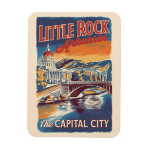Little Rock Arkansas Målmedveten Reskonst Vintage Magnet